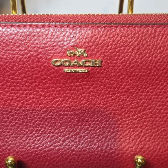 COACH RED LONG ZIP WALLET - Picture 3 of 11